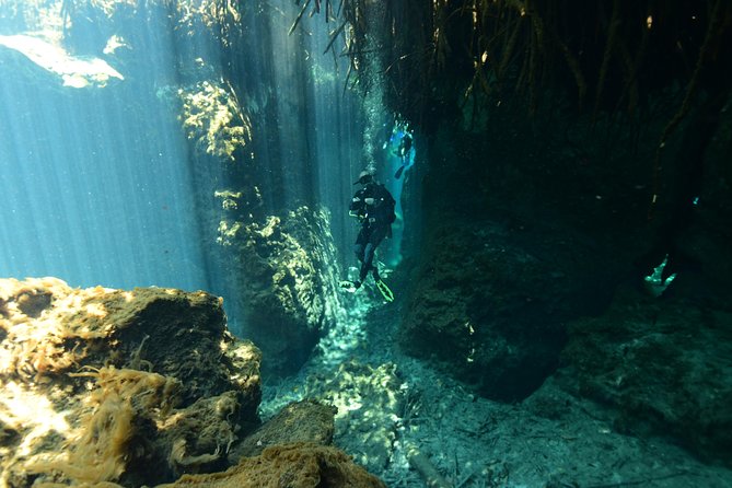 2 dives in Cenote Dos ojos Certified Divers - The drive to the cenote and the safety briefing