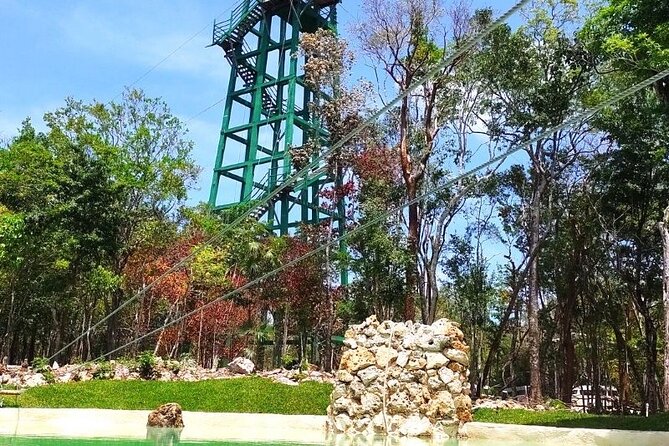 Half-day Adventure: Cenote + Ziplining + ATV Tour - Five zip lines above the trees