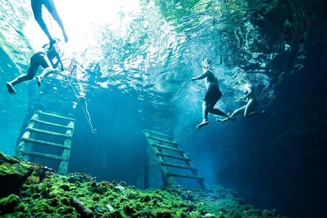 Tulum Jungle Experience with ATV, Ziplines, and Cenote - Swimming inside the underground cenote