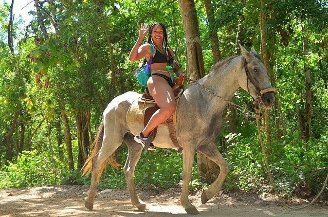 Tulum Ruins Exploration and Horseback Riding and Cenote Adventure - Swimming in a cavern cenote